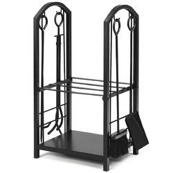 Fireplace Log Rack with 4 Tools Set Fireside Firewood Holders