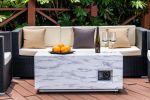 Outdoor 50,000BTU Rectangle Propane Fire Pit Table, Light Grey concrete style finish Metal gas fire