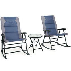3 pcs Outdoor Folding Rocking Chair Table Set