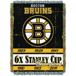Bruins OFFICIAL National Hockey League, Commemorative 48"x 60" Woven Tapestry Throw by The Northwest Company - 1NHL/05140/0001/RET