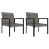 Garden Dining Chairs 2 pcs Poly Rattan Gray