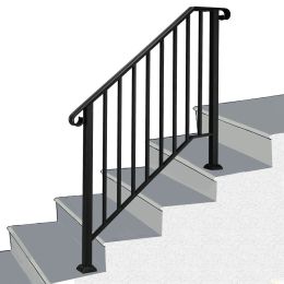 Artisasset Matte Black Outdoor 3 Level Iron Handrail RT