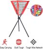 Portable Batting Movable Baseball & Softball Practice Ball Caddy Stands Foldable Pyramid Net Stand Training Softball Tennis Ball - red