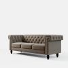 [New+video] 82.75"Sofa Low Back Tufted 3-Seater Sofa, Key Arms,Nailhead,Velvet,