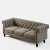 [New+video] 82.75"Sofa Low Back Tufted 3-Seater Sofa, Key Arms,Nailhead,Velvet,