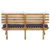 Garden Bench with Cushions 45.3" Solid Acacia Wood