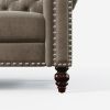 [New+video] 82.75"Sofa Low Back Tufted 3-Seater Sofa, Key Arms,Nailhead,Velvet,