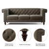 [New+video] 82.75"Sofa Low Back Tufted 3-Seater Sofa, Key Arms,Nailhead,Velvet,