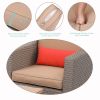 Wide Rattan Double Contiguous Rattan Five-Piece Suit 2 Single 2 Pedals 1 Double Coffee Table Gray-dk