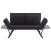 Garden Bench with Cushions 69.3" Black Poly Rattan