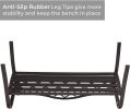 50" Outdoor Patio Bench, Cast Iron 2-Person Metal Bench with Basket-Weave Design Backrest, Patio Furniture Chair for Porch Park Garden, Dark Brown
