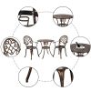 European Style Cast Aluminum Outdoor 3 Piece Patio Bistro Set of Table and Chairs with Ice Bucket Bronze