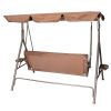 3-Person Metal Outdoor Patio Swing Chair with Canopy and Brown Cushion, only for pick up