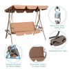 3-Person Metal Outdoor Patio Swing Chair with Canopy and Brown Cushion, only for pick up