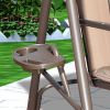 3-Person Metal Outdoor Patio Swing Chair with Canopy and Brown Cushion, only for pick up