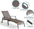 Patio Outdoor Chaise Lounge Chairs, Folding Sling Reclining Chaise Lounger Chair Fit Beach Yard Pool Patio with 5 Adjustable Positions, Brown Frame
