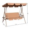 3-Person Metal Outdoor Patio Swing Chair with Canopy and Brown Cushion, only for pick up
