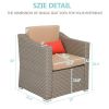 Wide Rattan Double Contiguous Rattan Five-Piece Suit 2 Single 2 Pedals 1 Double Coffee Table Gray-dk