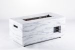 Outdoor 50,000BTU Rectangle Propane Fire Pit Table, Light Grey concrete style finish Metal gas fire
