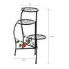 Artisasset Paint Painted Blade Shape 3 Blocks Plant Stand Black--YS