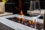 Outdoor 50,000BTU Rectangle Propane Fire Pit Table, Light Grey concrete style finish Metal gas fire