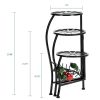 Artisasset Paint Painted Blade Shape 3 Blocks Plant Stand Black--YS