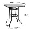 Patio Garden Outdoor Bistro Tempered Glass Dining Table