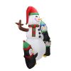 1.4M Tall Lighted Christmas Inflatable Santa Claus and Snowman Archway with Bow LED Lights Yard Art Decoration