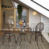 European Style Cast Aluminum Outdoor 3 Piece Patio Bistro Set of Table and Chairs with Ice Bucket Bronze