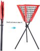 Portable Batting Movable Baseball & Softball Practice Ball Caddy Stands Foldable Pyramid Net Stand Training Softball Tennis Ball - red