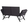 Garden Bench with Cushions 69.3" Black Poly Rattan