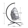 Outdoor Patio Wicker Folding Hanging Chair,Rattan Swing Hammock Egg Chair With C Type Bracket, With Cushion And Pillow