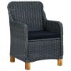 Garden Chairs with Cushions 2 pcs Poly Rattan Dark Gray