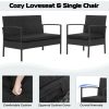 4 Pieces Patio Rattan Furniture Set with Cushion