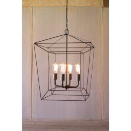 Square Iron Bar Pendant Light 20" X 20" X 26"T