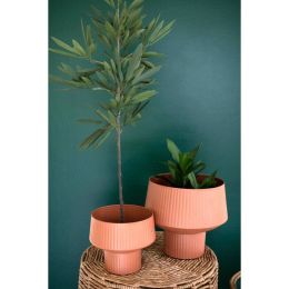 Set Of Two Painted Chalice Metal Planters
