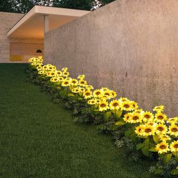 LED Solar Sunflower Lamps Solar Light Decorative Lights Outdoor Garden Lawn Lamp Patio Porch Backyard Garden Decoration (Color: 10pcs Yellow)