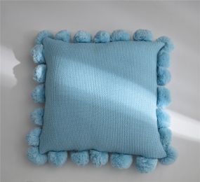 Plush ball pillowcase (Color: Blue)