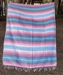 Geometric tassel style blanket (Color: Light Blue)
