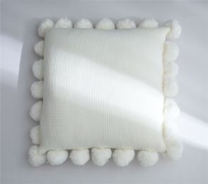 Plush ball pillowcase (Color: White)