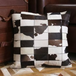 Creative craft small lattice stitching fur pillow (Color: Brown)