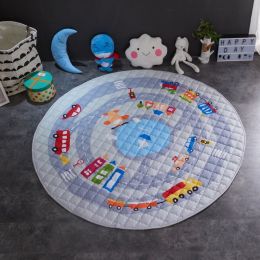 Crawling fabric non-slip reinforced breathable cushion children's play pad climbing pad round integral carpet (Style: Style9)