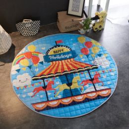 Crawling fabric non-slip reinforced breathable cushion children's play pad climbing pad round integral carpet (Style: Style16)
