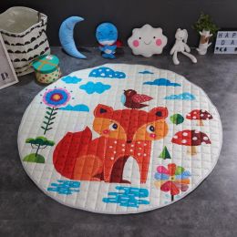 Crawling fabric non-slip reinforced breathable cushion children's play pad climbing pad round integral carpet (Style: Style4)
