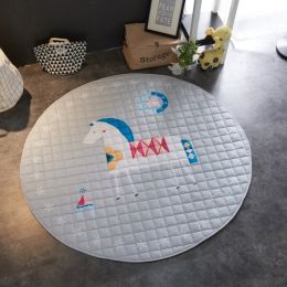 Crawling fabric non-slip reinforced breathable cushion children's play pad climbing pad round integral carpet (Style: Style6)