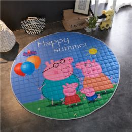 Crawling fabric non-slip reinforced breathable cushion children's play pad climbing pad round integral carpet (Style: Style18)