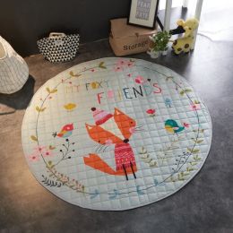 Crawling fabric non-slip reinforced breathable cushion children's play pad climbing pad round integral carpet (Style: Style14)