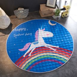 Crawling fabric non-slip reinforced breathable cushion children's play pad climbing pad round integral carpet (Style: Style10)