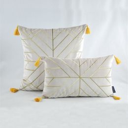 Velvet embroidered pillowcase (Color: Beige)