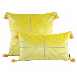 Velvet embroidered pillowcase (Color: Yellow)